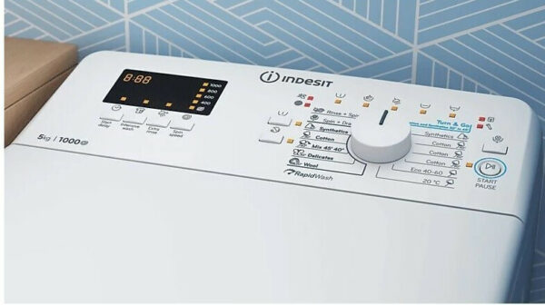Indesit Πλυντήριο Ρούχων Άνω Φόρτωσης 5kg 1000 Στροφών RapidWash BTW S50400 EU/N - Image 4