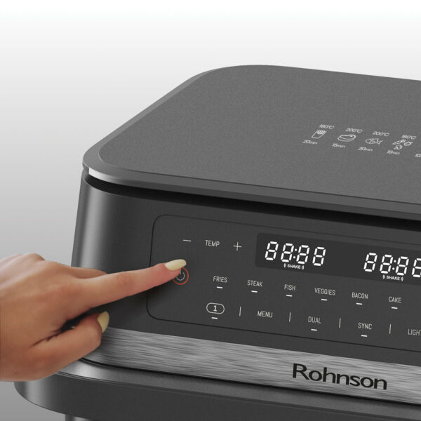 Rohnson R-2881 Air Fryer με Διπλό Αποσπώμενο Κάδο 11.5lt Γκρι - Image 5