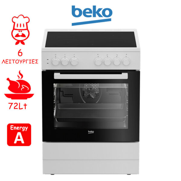 Beko CUV 6710 B Κουζίνα 72lt με Κεραμικές Εστίες Π60εκ. Λευκή