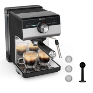 Krups XP384E10 Αυτόματη Μηχανή Espresso 1140W Πίεσης 15bar Ασημί