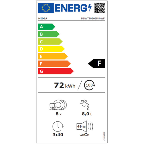 Midea MDWTT0802MS-WF Πλυντήριο Πιάτων Πάγκου με Wi-Fi για 8 Σερβίτσια Π59.5xY50εκ. Inox - Image 4