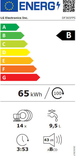 LG DF365FPS Ελεύθερο Πλυντήριο Πιάτων με Wi-Fi για 14 Σερβίτσια Π60xY85εκ. Γκρι - Image 8
