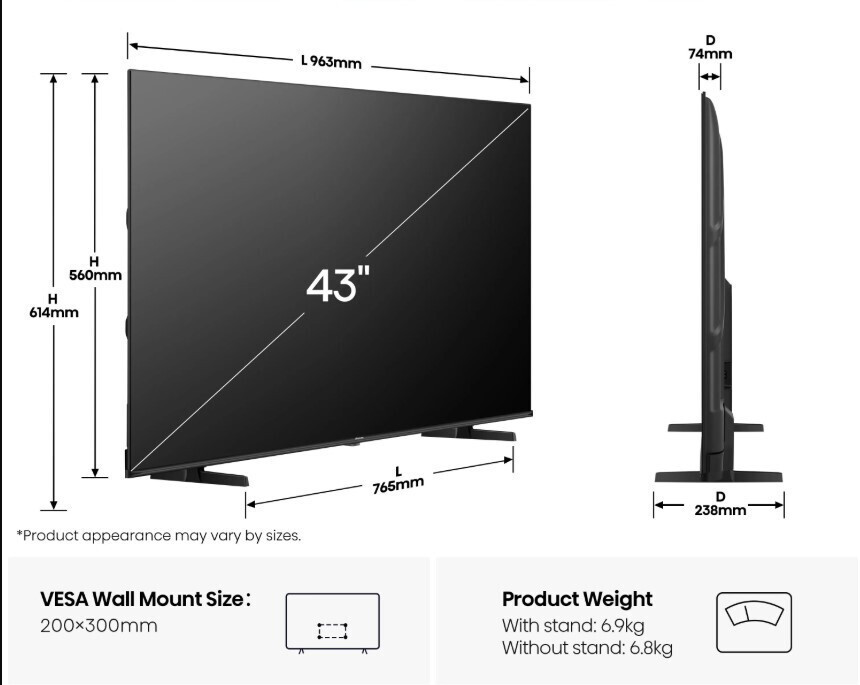 Hisense Smart Τηλεόραση 43" 4K UHD QLED E7Q HDR (2025) 43E7Q - Image 4