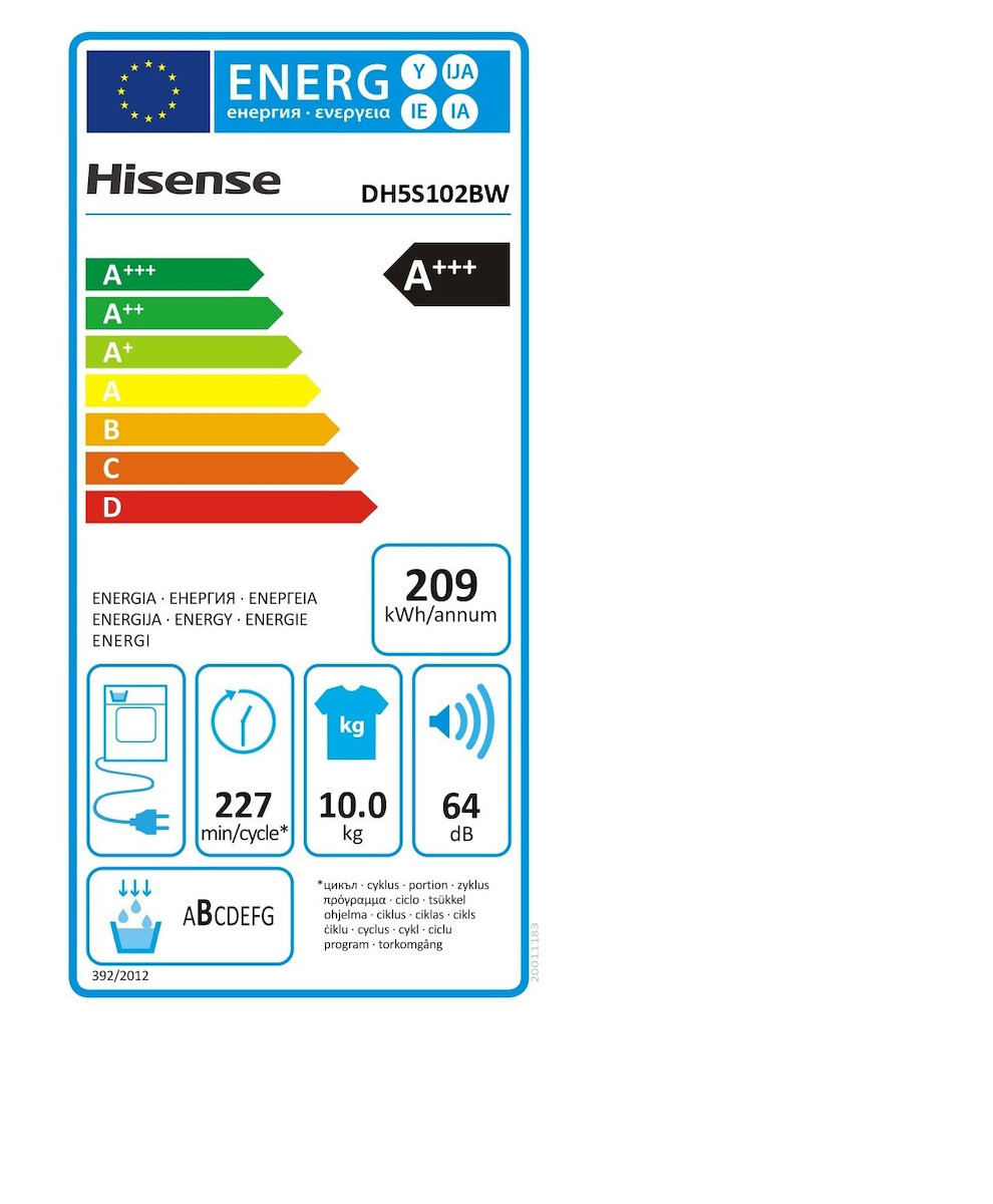 Hisense DH5S102BW Στεγνωτήριο 10kg A+++ με Αντλία Θερμότητας - Image 7