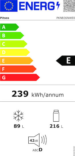 Pitsos PKNB36NWE0 Ψυγειοκαταψύκτης 305lt NoFrost Υ186xΠ60xΒ66εκ. Λευκός - Image 8