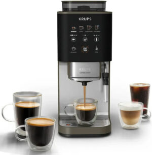 Krups SA403BE0 Αυτόματη Μηχανή Espresso 1450W Πίεσης 15bar για Cappuccino με Μύλο Άλεσης Ασημί